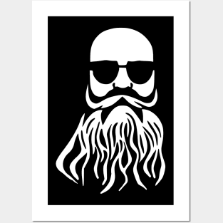 Bald Beard Sunglasses Biker Dude Posters and Art